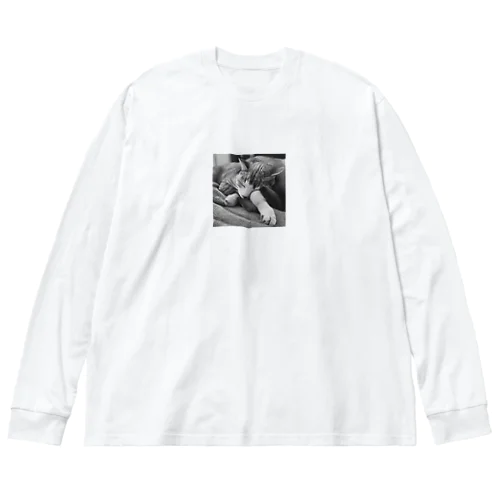 モノクロ猫 ビッグシルエットロングスリーブTシャツ