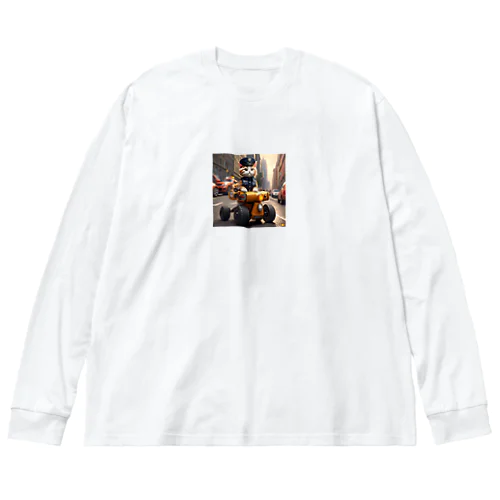 ミニパトで交通整理をする猫 Big Long Sleeve T-Shirt