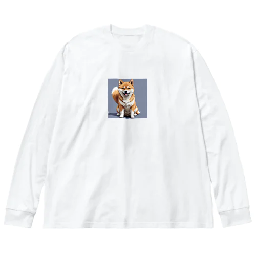 ドット絵 柴犬ちゃん（わんちゃん）シンプルver ビッグシルエットロングスリーブTシャツ