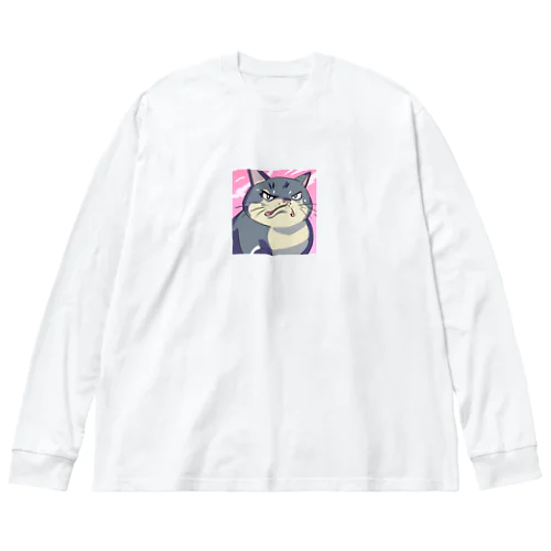 怒る猫 ビッグシルエットロングスリーブTシャツ