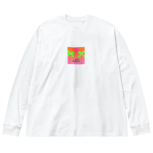 vaporwave風ヘビくん ビッグシルエットロングスリーブTシャツ