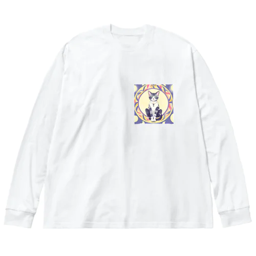 猫と魔法陣 ビッグシルエットロングスリーブTシャツ