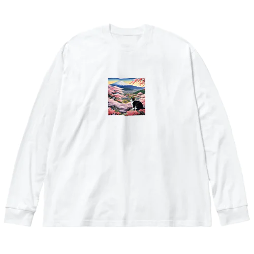 桜と富士山と猫 Big Long Sleeve T-Shirt