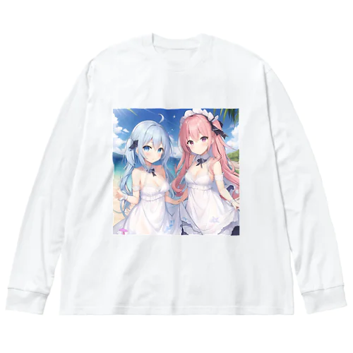 Azur&Azvl 白ワンピース ビッグシルエットロングスリーブTシャツ