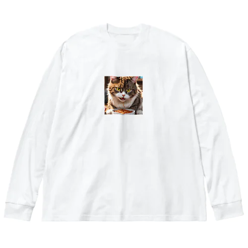 ふわふわの猫とのほっこりタイム♪ ビッグシルエットロングスリーブTシャツ