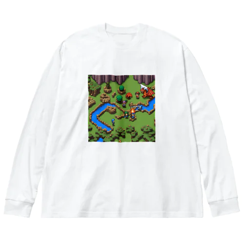 レトロゲードット絵ファミコン4 ビッグシルエットロングスリーブTシャツ