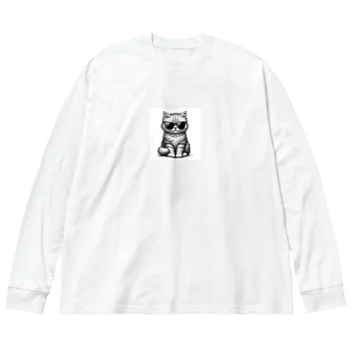 サングラス猫 ビッグシルエットロングスリーブTシャツ