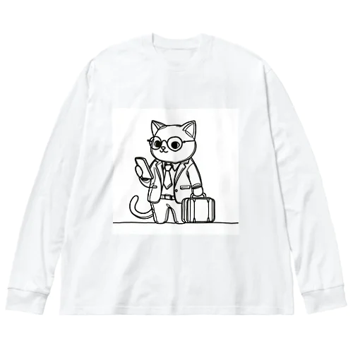 都会で働く猫 ビッグシルエットロングスリーブTシャツ