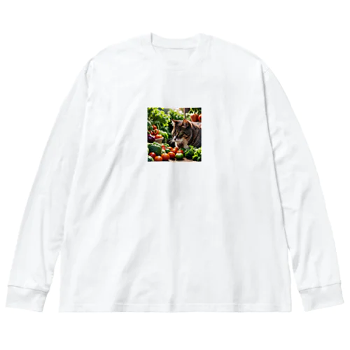 草食な猫？ ビッグシルエットロングスリーブTシャツ