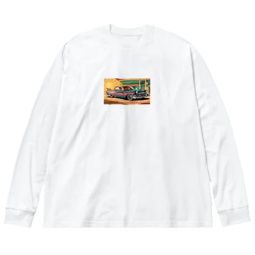 レトロな車 ビッグシルエットロングスリーブTシャツ