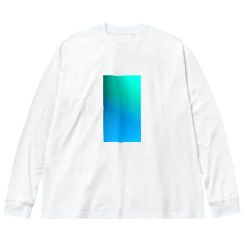 ブルーグラデーション　青→緑 ビッグシルエットロングスリーブTシャツ