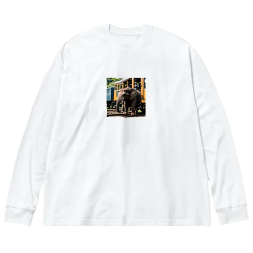 汽車と象 ビッグシルエットロングスリーブTシャツ