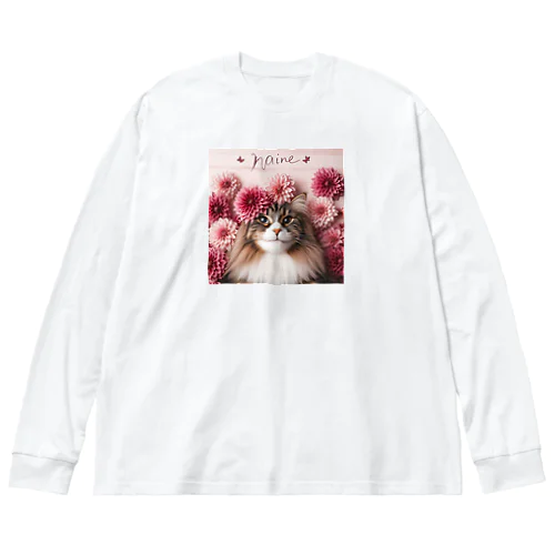 猫とダリア Big Long Sleeve T-Shirt