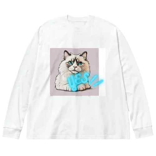 猫　YES！！　おしゃれで前向きっぽい日常アイテム Big Long Sleeve T-Shirt