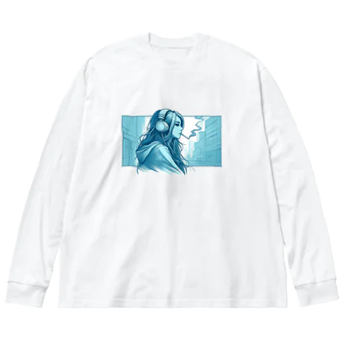 a girl smoking a cigarette. Big Long Sleeve T-Shirt