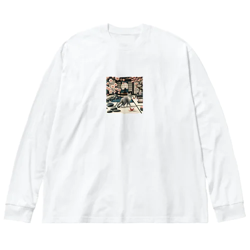 和紋様 x 猫　禅庭園の猫 Big Long Sleeve T-Shirt