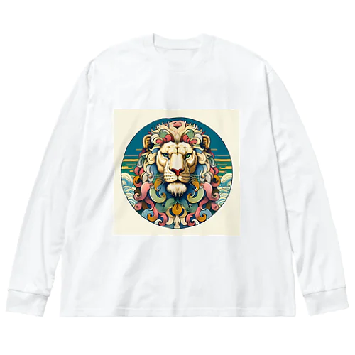 浮世絵風　ライオン（顔）"Ukiyo-e style lion (face)."  "浮世繪風格的獅子（臉）。" Big Long Sleeve T-Shirt