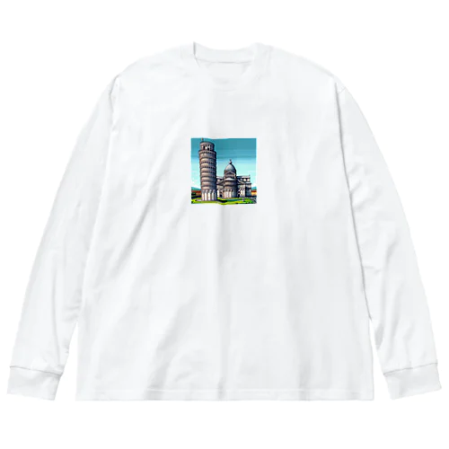 ピサの斜塔（pixel art） ビッグシルエットロングスリーブTシャツ