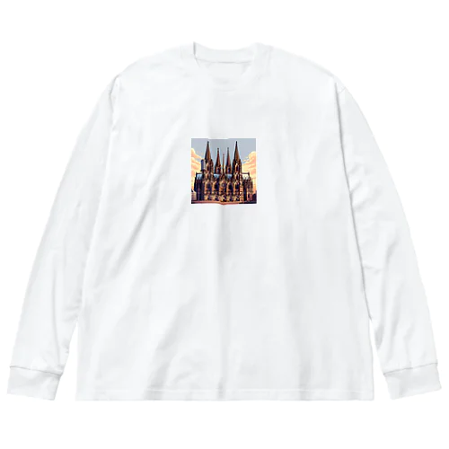 ケルン大聖堂（pixel art） ビッグシルエットロングスリーブTシャツ