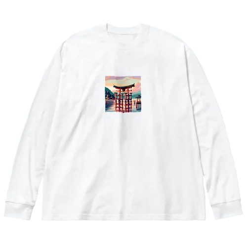 厳島神社（pixel art） ビッグシルエットロングスリーブTシャツ