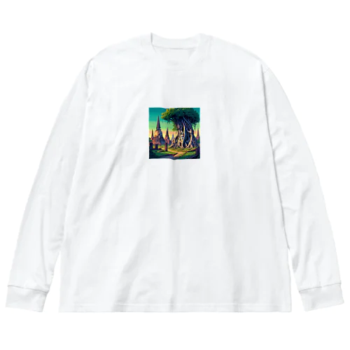 アユタヤ遺跡（pixel art） Big Long Sleeve T-Shirt