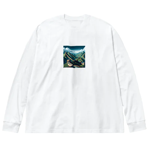 万里の長城（pixel art） ビッグシルエットロングスリーブTシャツ