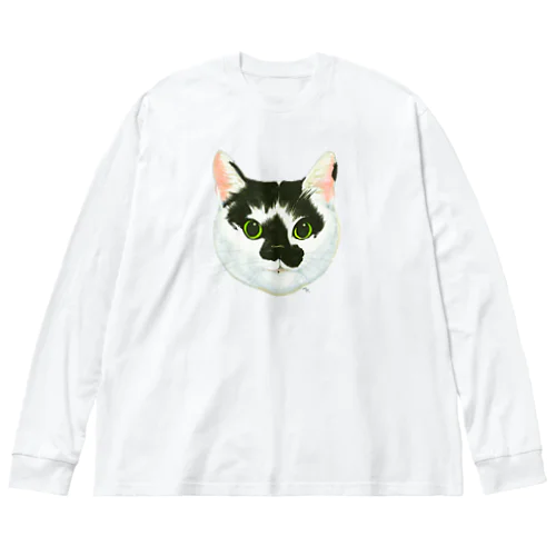 ねこさんのお顔（白黒ねこ） Big Long Sleeve T-Shirt