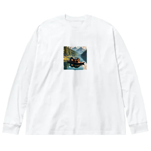 湖上のサウナボート ビッグシルエットロングスリーブTシャツ