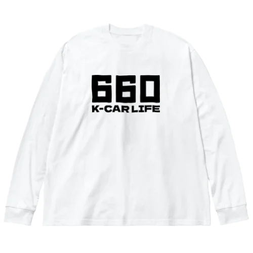 660軽カーライフ 軽自動車 ブラック ビッグシルエットロングスリーブTシャツ