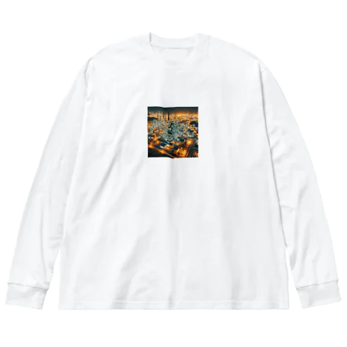 工場夜景の光 Big Long Sleeve T-Shirt