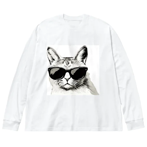 Monochrome Cat Shades ビッグシルエットロングスリーブTシャツ