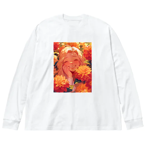 ダリアの花の中の笑顔　なでしこ1478 Big Long Sleeve T-Shirt