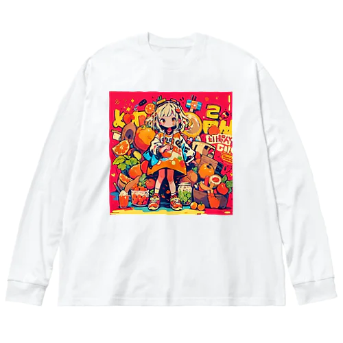 フルーツガール（みかんちゃん） ビッグシルエットロングスリーブTシャツ