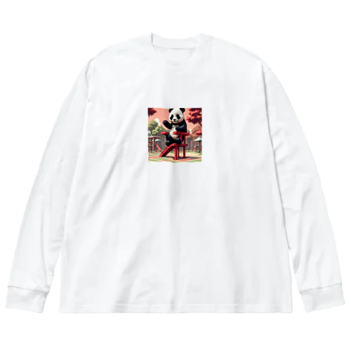 遊具で遊ぶパンダ Big Long Sleeve T-Shirt