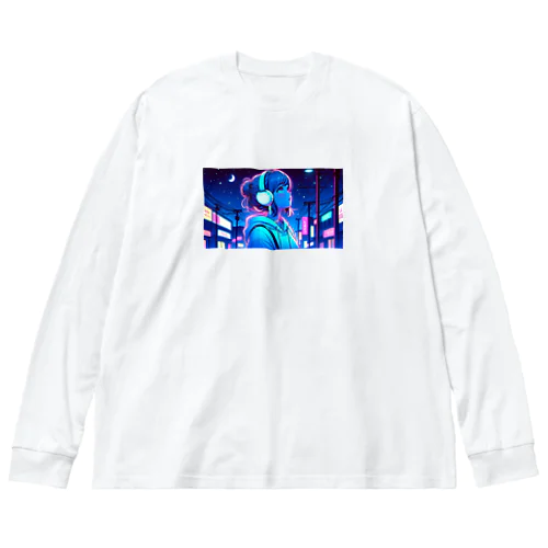 ネオンカラーな夜の少女 Big Long Sleeve T-Shirt