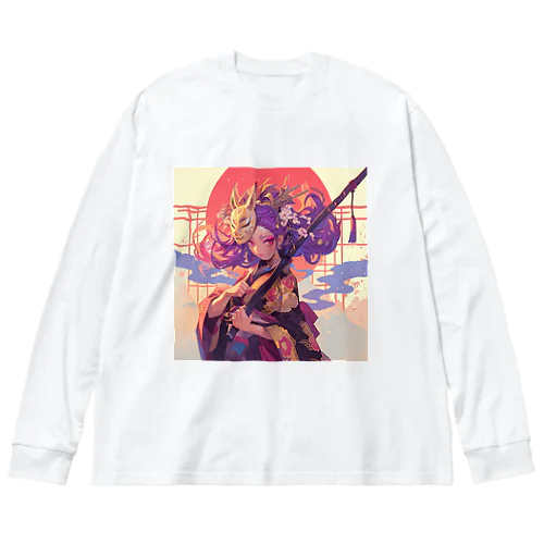 夕焼けに舞う、仮面の戦姫 Marsa 106 ビッグシルエットロングスリーブTシャツ