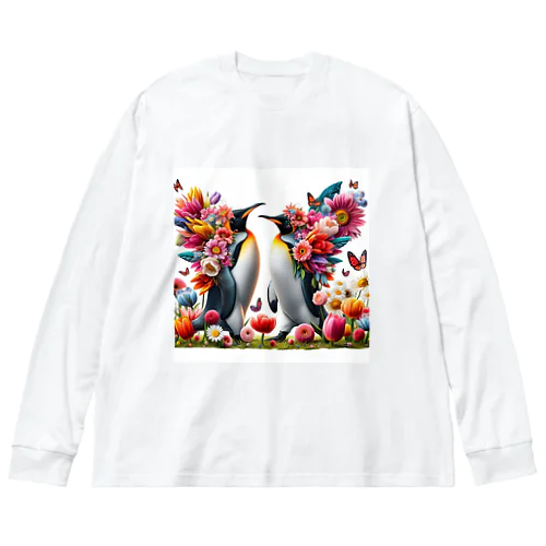 フラワーペンギン ビッグシルエットロングスリーブTシャツ