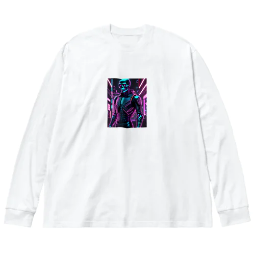 超クールな骸骨のサイバーパンクアート！ Big Long Sleeve T-Shirt