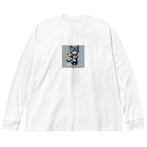 元気なネコ Big Long Sleeve T-Shirt