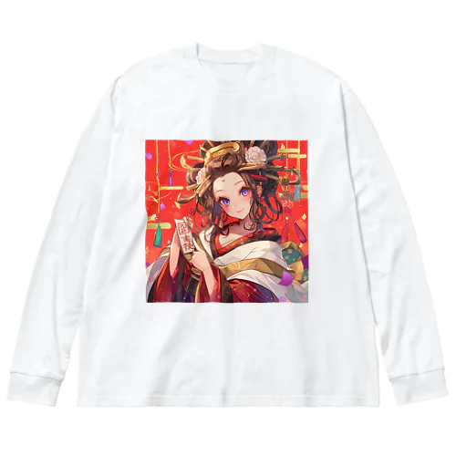 祝福の節句に舞う、紅梅の姫 Big Long Sleeve T-Shirt