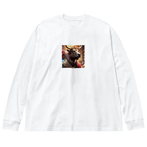 牛の絵　力強く王者のような風格を醸し出しています。 Big Long Sleeve T-Shirt