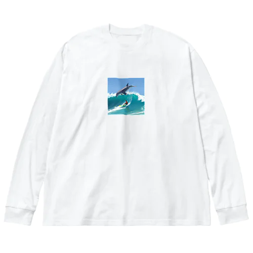 イルカと一緒にサーフィン Big Long Sleeve T-Shirt