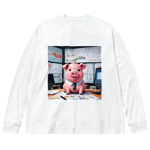 会社の財務状況を分析するミニブタ Big Long Sleeve T-Shirt