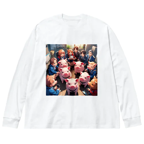 ちーむのこみゅにけーしょんをにするみにぶた円滑 Big Long Sleeve T-Shirt