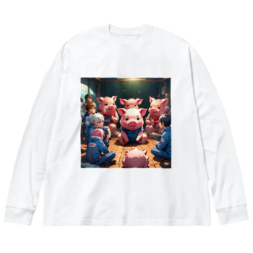 ちーむのこんふりくとをするみにぶた仲介 Big Long Sleeve T-Shirt