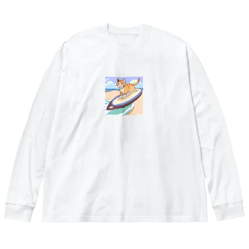 波乗りネコ ビッグシルエットロングスリーブTシャツ