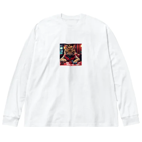 ポーカーをする猫は、いつも冷静な表情を崩さない。 Big Long Sleeve T-Shirt