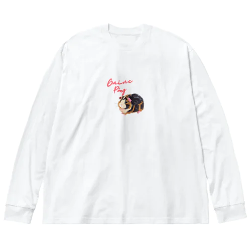 油絵風「GuineaPig」三毛モルモット ビッグシルエットロングスリーブTシャツ