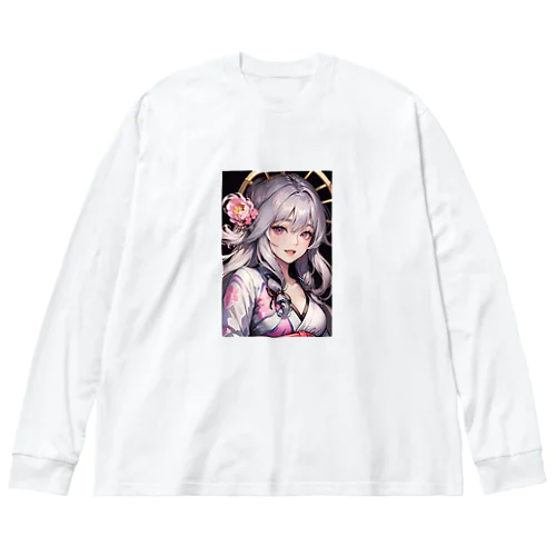 微笑む美少女 ビッグシルエットロングスリーブTシャツ