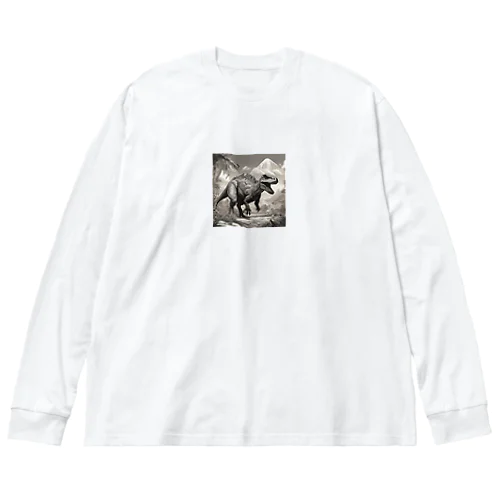 白黒恐竜 Big Long Sleeve T-Shirt